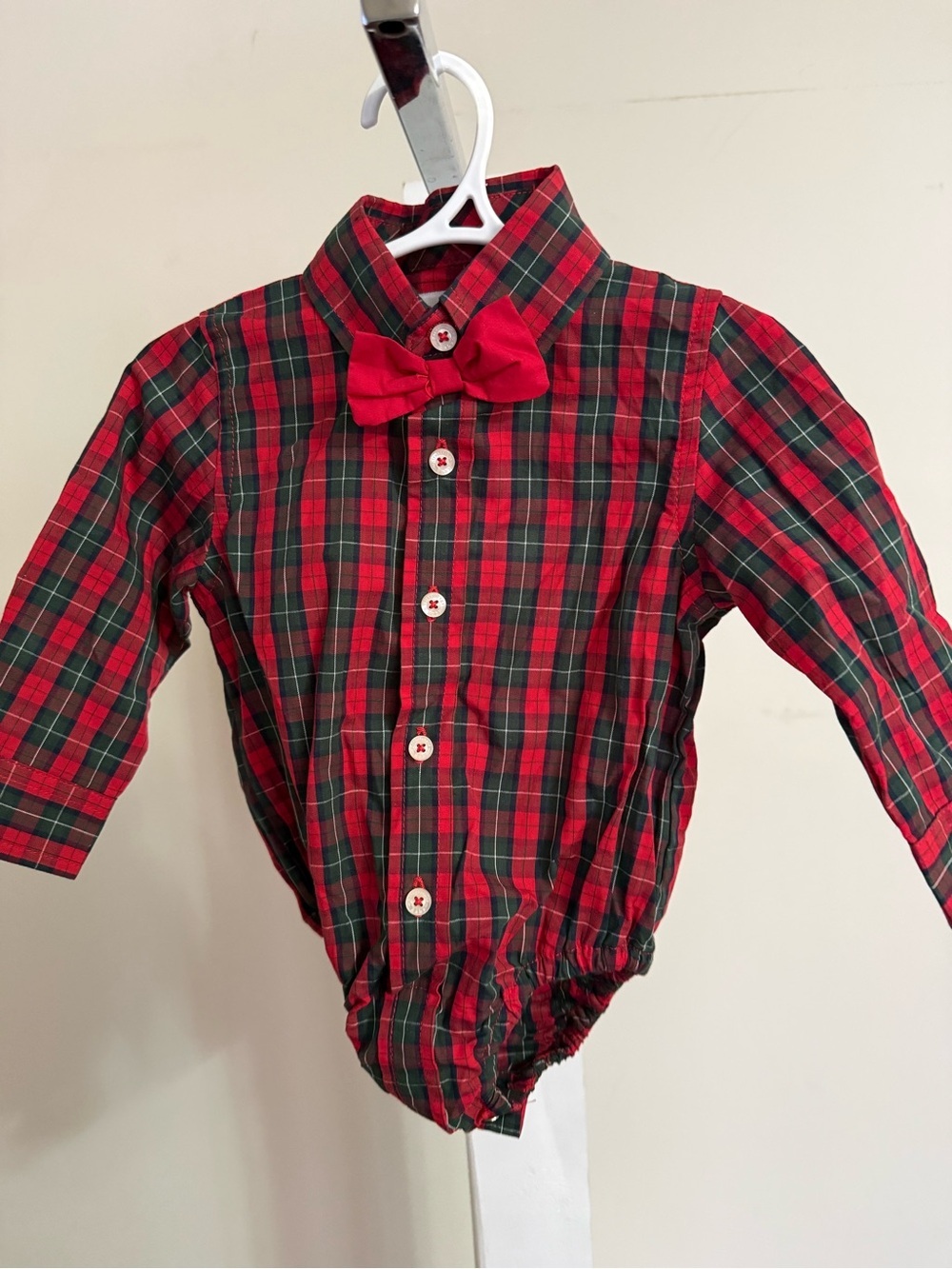 Hartstrings Holiday Plaid Bodysuit with Bowtie